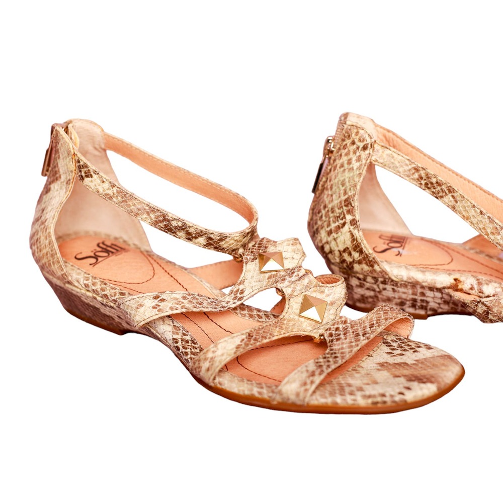 Sofft Womens Brilynn‎ Gladiator Snake Print Sandals White Platinum sz 9